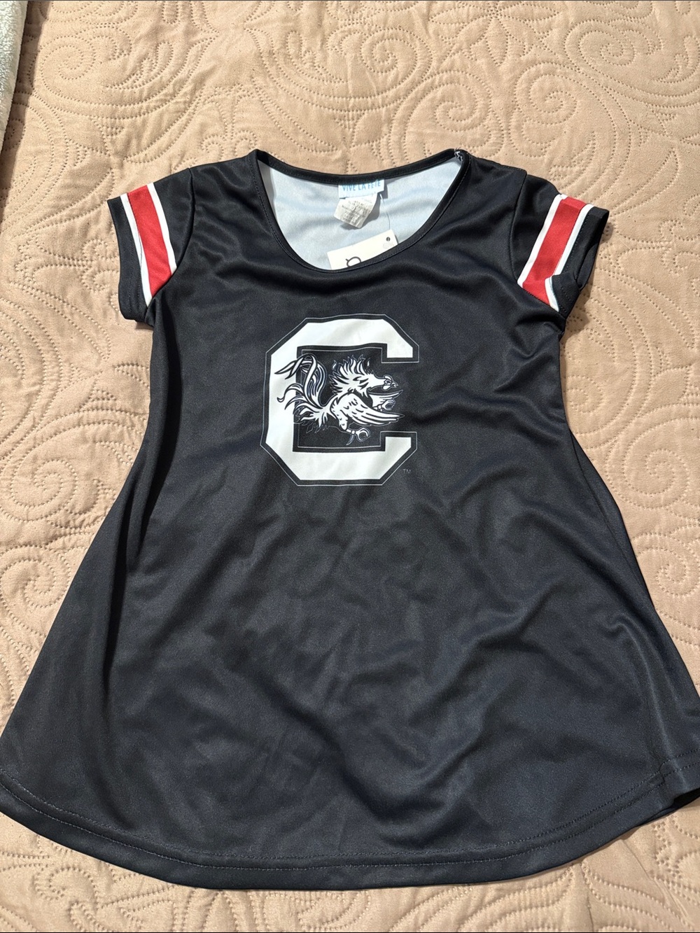 Kids Black Short-Sleeve Team Tee with Red Stripe Detail